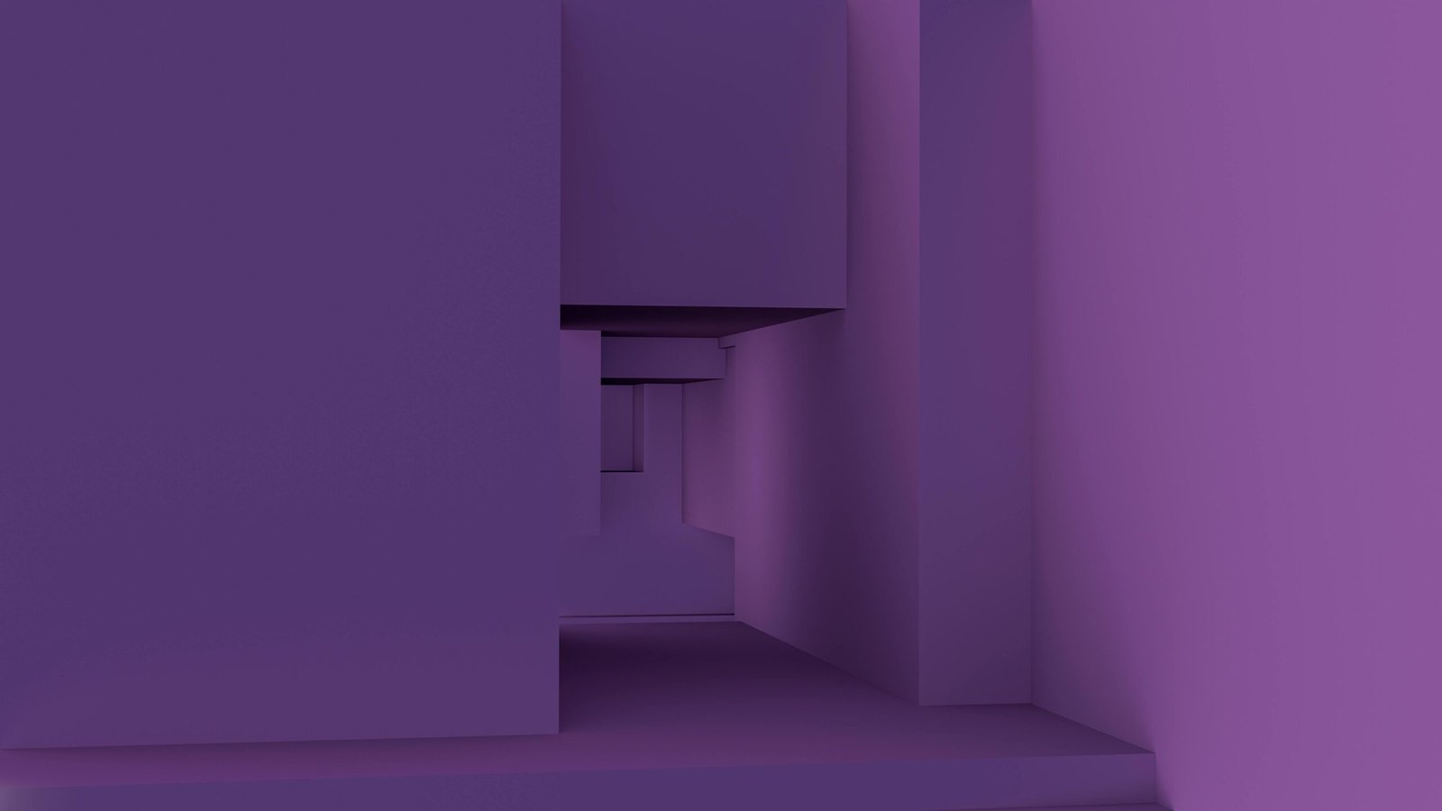 Explore a moody abstract geometric tunnel with dramatic purple lighting, creating intriguing shadows.